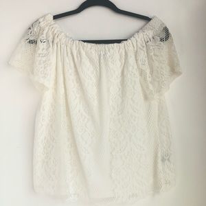 Off the shoulder white lace top